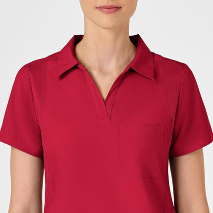 WonderWink Women's Collar Top, Red, X-Small