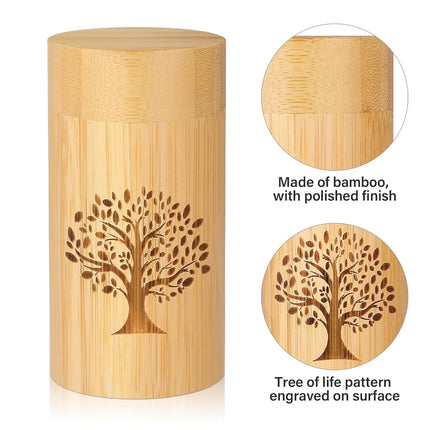 Small Urns for Human Ashes Keepsake with Tree of Life Pattern,Small Cremation Urns for Human Ashes Adult Male Female,Bamboo Scattering Tubes for Human or Pet Ashes,Hold Up to 7.5 Cubic Inches,Set of 2