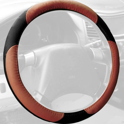 FH Group FH2001BROWN Steering Wheel Cover (Perforated Genuine Leather Brown)