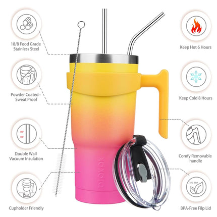 BJPKPK 600 ml Tumbler with Handle & Straw, Insulated Stainless Steel Mug