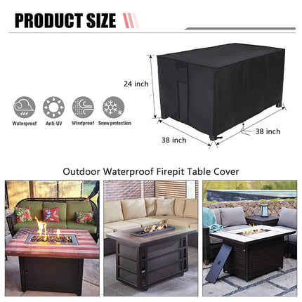 Youlvy Fire Pit Cover Square 38 Inch,Propane Gas Fire Pit Table Cover,Outdoor Waterproof Firepit Table Cover - 38 X 38 X 24 Inch