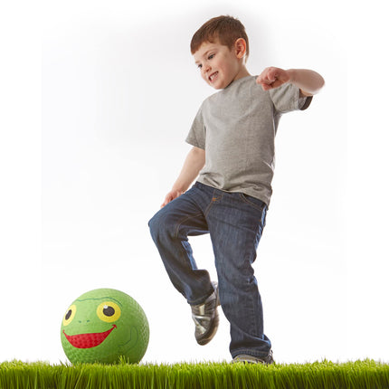 Pelota clásica de goma con diseño de rana Sunny Patch de Melissa & Doug - Se vende DESINFLADA