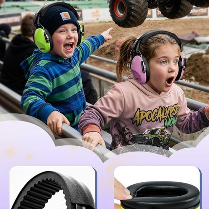 Dr.meter Noise Cancelling Ear Muffs, 2 Pack Green & Pink