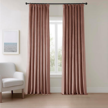 HPD Half Price Drapes VPYC-161234-120 Plush Velvet Curtain (1 Panel), 50 X 120, Wild Rose