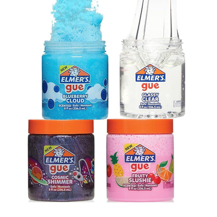 Elmer's GUE Paquete variado de slime prefabricado - Slime transparente, perfumado y con brillantina, relleno para medias para niños y niñas, 4 unidades