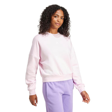 adidas Women’s Essentials Small Logo Feel Cozy Sweatshirt, Clear Pink/White, XS