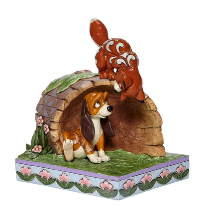 Disney Traditions Fox And Hound On Log Figurine, Multicolour, S, 6008077