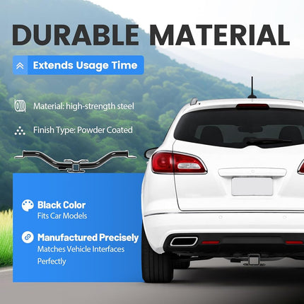 Enganche de remolque ECOTRIC Clase 3 compatible con Chevy Chevrolet Traverse 2013-2017, Buick Enclave, GMC Acadia, con receptor de 2 pulgadas, acero con recubrimiento en polvo negro, capacidad de 5000 lb.