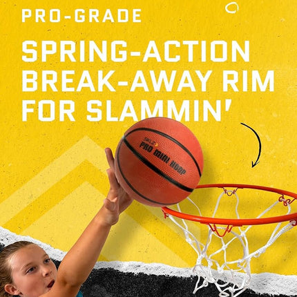 SKLZ 18" Mini Basketball Hoop with Shatterproof Backboard, Breakaway Rim, Heavy Duty Net, 5" Ball - Over-Door Mounts for Office, Dorm, Bedroom