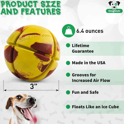 Goughnuts Interactive Rubber Chew Toy Ball, Yellow