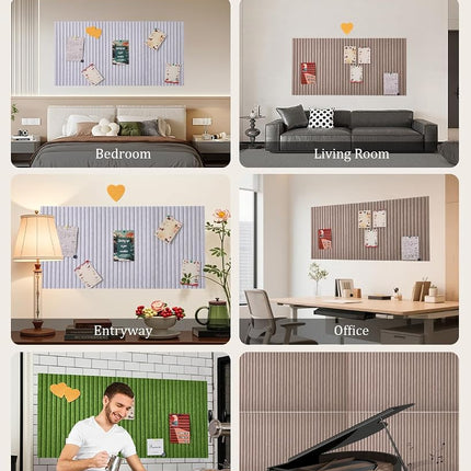 Bulletin Board, Decorative Felt Pin Board, Thick Foldable Photo Display Board with Self-Adhesive Tape, Vision Board for School Home Kitchen Office Walls (Light Camel, 120 * 80cm)