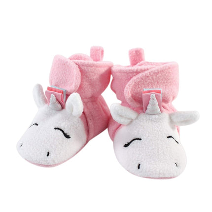 Hudson Baby Unisexe-bébé Chaussons douillets en molleton, éléphant rose-gris, 0-6 mois