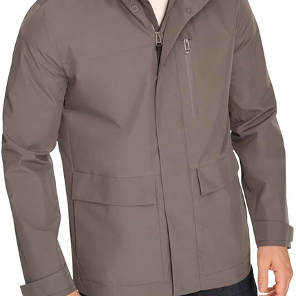 Cole Haan Men's Short Sleeve Soft Rain Parka, Grey, L