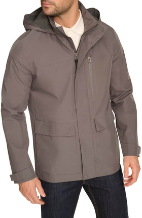Cole Haan Men's Short Sleeve Soft Rain Parka, Grey