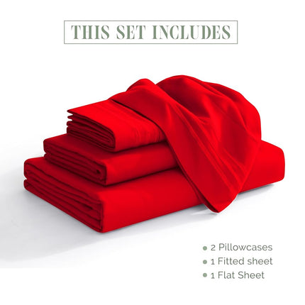 Elegant Comfort Luxurious 1500 Premium Hotel Quality Microfiber 4-Piece Sheet Set, 18-24 Inches Deep - Extra Deep Pocket Sheets - Ultra Soft 4PC Deep Pocket Sheets, King, Red