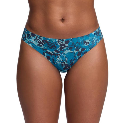 Under Armour Women's 3-Pack Pure Stretch No Show Thong Underwear, All-Day Comfort & Ultra-Soft Fit, Opal Blue, XL