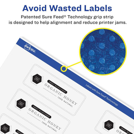 Avery Glossy Clear Rectangle Labels with Sure Feed, 1" x 3", 800 Glossy Clear Labels, Print-to-The-Edge, Laser/Inkjet Printable Labels