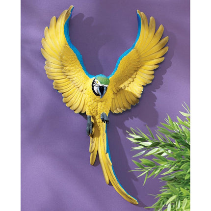 Design Toscano Flapping Macaw Bird Tropical Decor Wall Sculpture, 40.5 cm, Polyresin, Full Colour