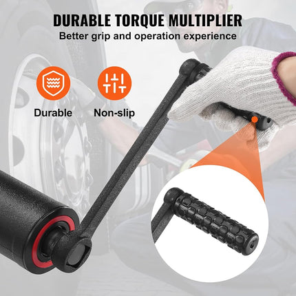 VEVOR Torque Multiplier, 1 Inch Drive Lug Nut Wrench/Multiplier Heavy Duty Torque Multiplier Wrench Set, 1:58 4800N.m Lug Nut Remover, Includes 8 Sockets (24-38mm) and Storage Case