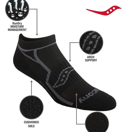 Saucony RunDry Men's Bolt Performance Socks Available in Sizes M - XXL (6, 12 or 18 Pairs), Black, Anthracite, Assorted (6 Pairs), L