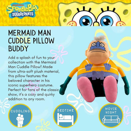 Franco Collectibles Spongebob Mermaid Man Bed Set, Super Soft and Cozy Decorative Pillow (Official Licensed Product)