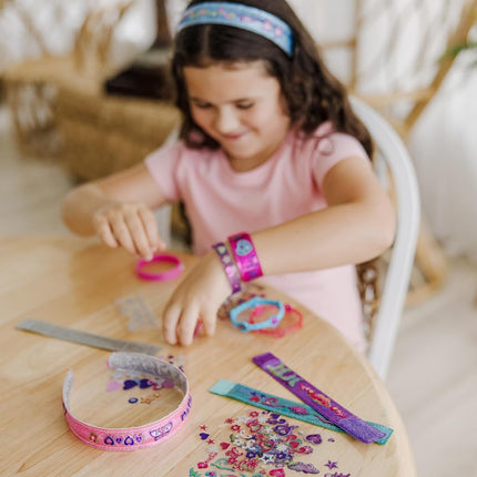 Melissa & Doug Design-Your-Own Bracelets with 100+ Sparkle Gem and Glitter Stickers Kids Snap Bracelets, Kids Stickers, Jewellery Crafts for Ages 4+