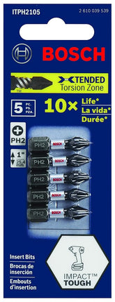 BOSCH ITPH22B 10-Pack 2 in. Phillips #2 Impact Tough Screwdriving Power Bits