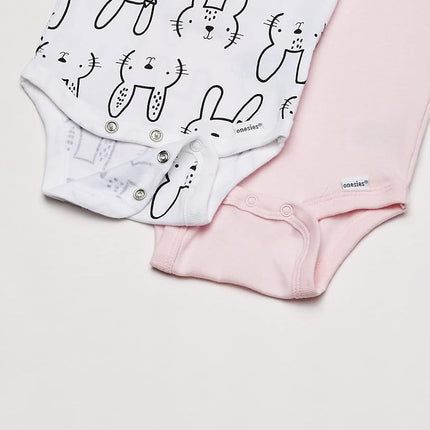Gerber baby-girls 8-pack Short Sleeve Onesies Bodysuits, Pink Bunny, 3-6 Months