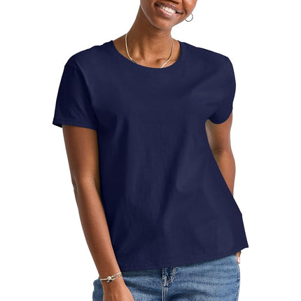 Hanes Womens Essentials Oversized T-Shirt Pack, Cotton Tee for Women, Relaxed Fit, 3-Pack, Athletic Navy, S