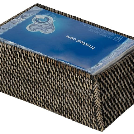 KOUBOO Loma Rectangular Rattan Tissue Box Cover - Kleenex Tissue Boxes, Tissue Box Holder, Decorative Box, Kitchen, Bedroom, Office (Black Wash)