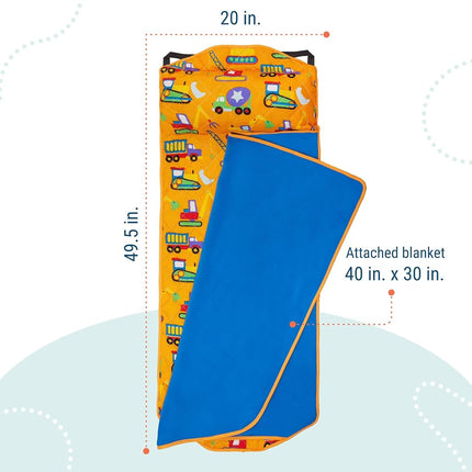 Tapis de sieste matelassé Wildkin pour enfants – Microfibre douce avec oreiller et sangles élastiques pour l'école et les voyages – En cours de construction
