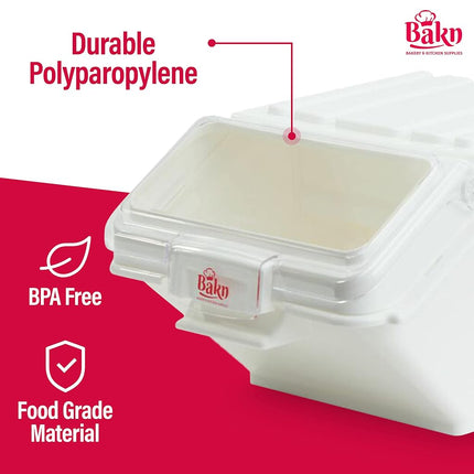 Bakn 6.3 Gallon / 100 Cup Shelf Ingredient Bin with Flip Lid & Scoop Included