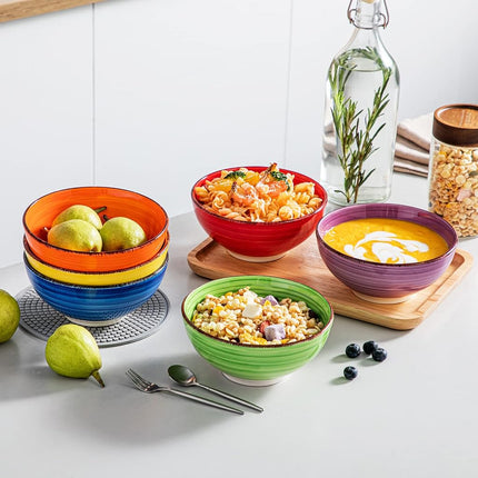 vancasso Bonita 27 Oz Cereal Bowls Set of 6, Ceramic Bowls for Soup, Salad, Serving, Pasta, Ramen, Noodle, Dishwasher & Microwave Safe