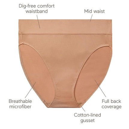 Warner's Women's Allover Breathable Hi-Cut Panty Underwear, Amaranth/Mink/Black, XL