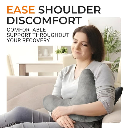 Cheer Collection W Shaped Shoulder Support Pillow, Rotator Cuff Post Surgery Cushion for Neck and Shoulder Pain, Washable Microplush Velour Cover, Gray