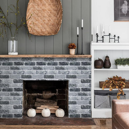 COMSTICKC 3D Brick Wall Panels, Peel and Stick Brick Tiles (Whitewash Gray -2)