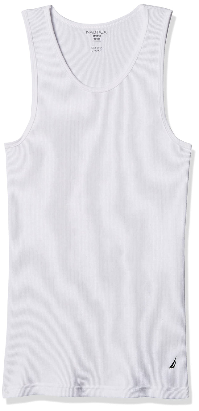 Nautica Men's 4 Pack Ribbed Cotton Tank Undershirt
