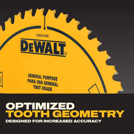 DEWALT Table Saw Blade, 10", 40 Tooth, with Fine Finish, Ultra Sharp Carbide (DWA11040)