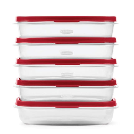 Rubbermaid EasyFindLids Meal Prep Containers, 5.5 Cup, Red