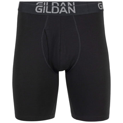 Gildan Men's Cotton Stretch Boxer Brief, Multipack, Black Soot (4-Pack, Long Leg), L (Pack of 4)