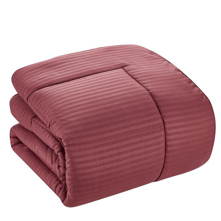 Sweet Home Collection 2 Pillowcases & 2 Shams & Bed Skirt All Season Warmth, Fine Double Brushed Microfiber/100% Fiber Fill, Dobby Burgundy, Queen