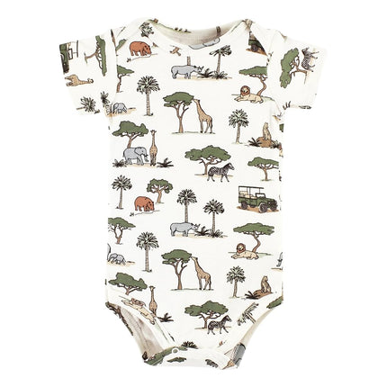 Hudson Baby Unisex Baby Cotton Bodysuits, Going On Safari 3-Pack, 9-12 Months, Going on Safari 3-pack, 9-12 Months