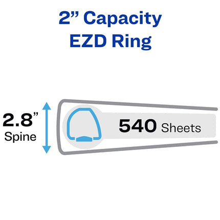 Avery Heavy Duty View 3 Ring Binder, 2" One Touch EZD Ring, Holds 8.5" x 11" Paper, 6 Navy Blue Binders (79802)