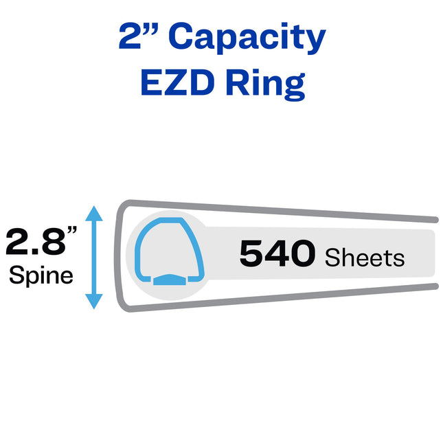 Avery Heavy Duty View 3 Ring Binder, 2" One Touch EZD Ring, Holds 8.5" x 11" Paper, 6 Navy Blue Binders (79802)