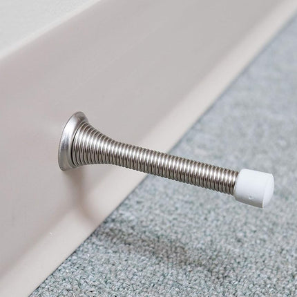 KISEER 16 Pack Spring Door Stops 3 1/4 Inch Flexible Heavy Duty Spring Door Stopper with RustProof Screw Rubber Bumper Tips (Satin Nickel)