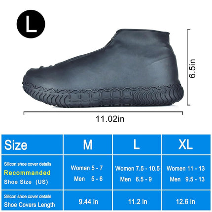 Shiwely Silicone Waterproof Shoe Covers, Upgrade Reusable Overshoes with Zipper, Resistant Rain Boots Non-Slip Washable Protection for Women, Men (L (Women 8-12, Men 7-11), Black)