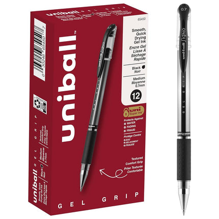 uni-ball Gel Grip Stick Medium Point Gel Pens, 12 