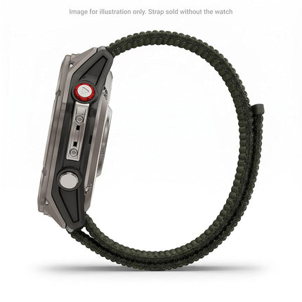 Garmin UltraFit Watch Straps (26mm), Lightweight, suitable for selected f?nix-, epix-, Descent-, D2-, Instinct-, Forerunner- and Tactix series smartwatches, Original accessory, Nylon, Moss