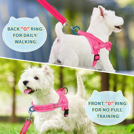 Lukovee Dog Leashes for Small Dogs, Lightweight Soft Small Dog Harness Neck & Chest Adjustable, Reflective Harness Anti-Twis Puppy Harness Vest Harness (Meduim, Pink)