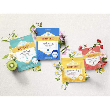 Burt's Bees Hydrating Face Mask with Clary Sage, Single Use Sheet Mask, 6 Count (Package May Vary)